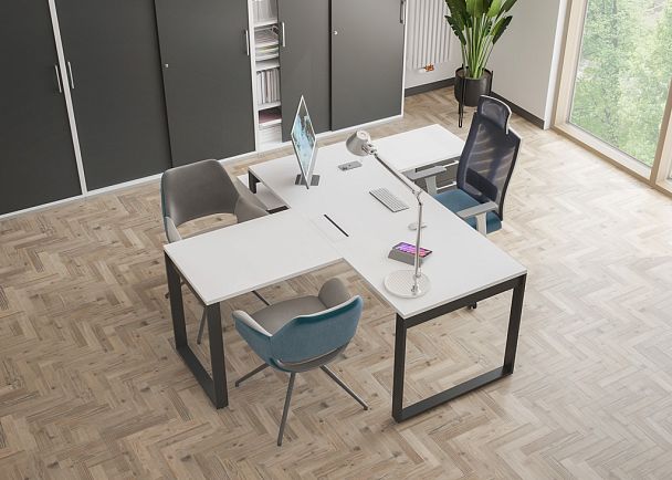 Стол Allegro 1600х700х750  / профиль О-образный: 70х20 антрацит; столешница с вырезом: акация равелло - Вид 9