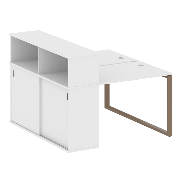 Metal System Р. ст. с шкафом-купе на О-образном м/к БО.РС-СШК-2.1 Т Белый/Мокко металл 1410*1475*1098 - Вид 1