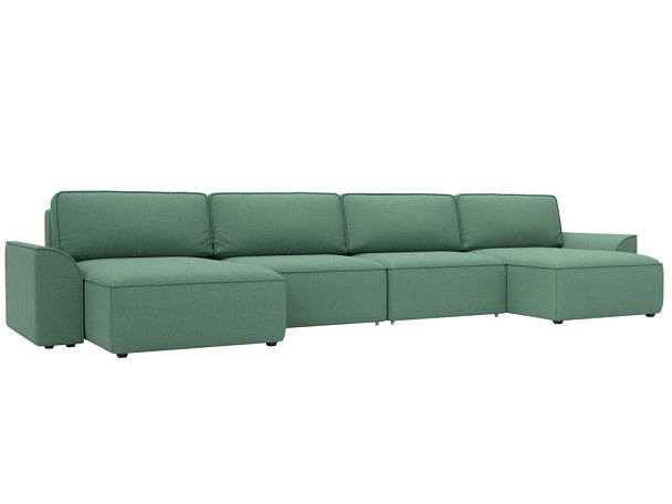 Диван п-образный Лига-048 НПБ лонг Рогожка зеленый - Вид 1