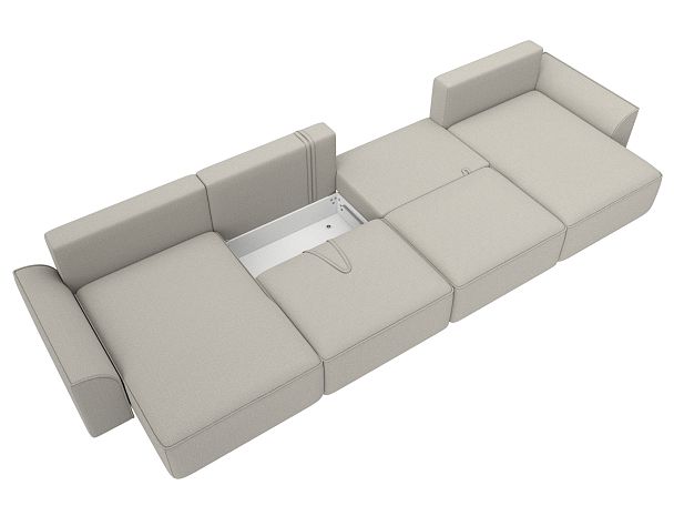 Диван п-образный Лига-048 НПБ лонг Рогожка бежевый - Вид 8