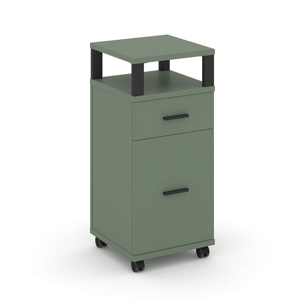 Concept Тумба мобильная 1 ящ.+1 распаш. фасад с надставкой CN.TUM-012 B Кобо/Металл Черный 420*420*949 - Вид 1