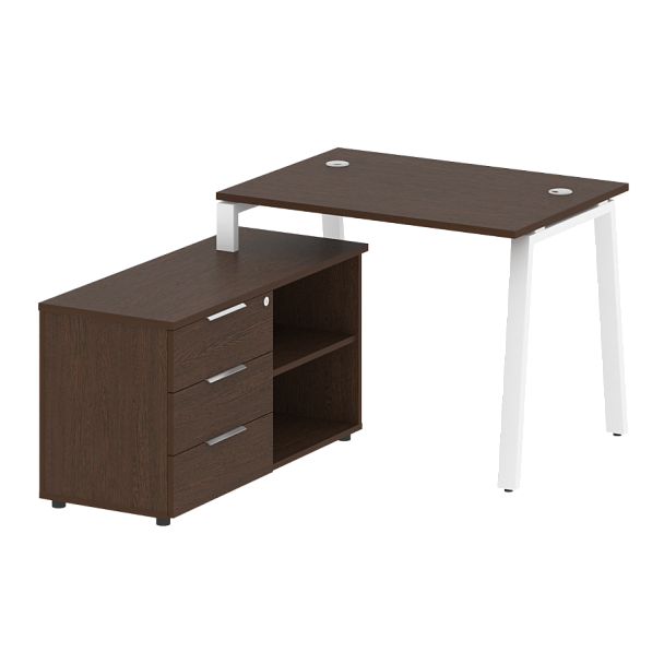 Metal System Р. ст. с тумбой на А-образном м/к БА.РС-СТС-2.1 (L) Венге/Белый металл 1100*1520*750 - Вид 1