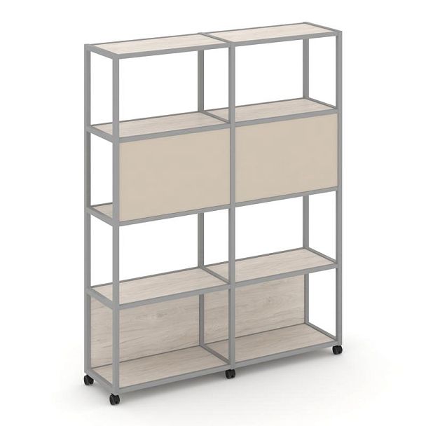 Shelf Mobile Стеллаж 5 уровней 2 секции VR.LT-STK-513.10 Денвер Светлый/Металл Серый/W-04 1970*400*2000 - Вид 1