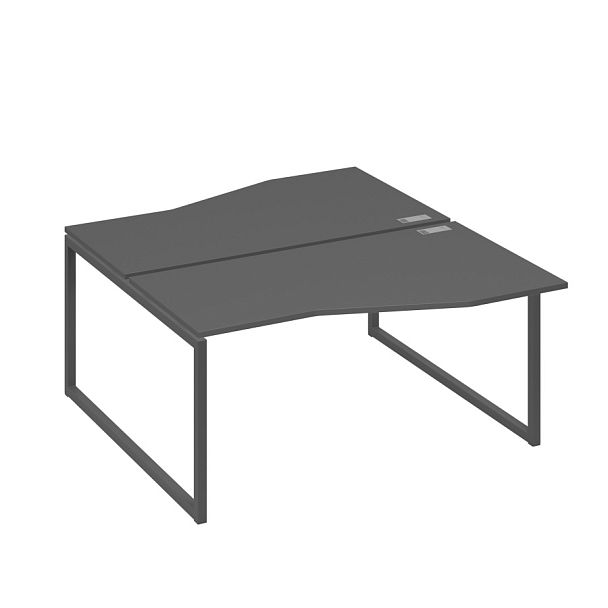 Станция каркас QUATTRO столы 2х160 Техно эргономичные A4 А4 Б4 191 БП антрацит премиум / металлокаркас антрацит - Вид 1