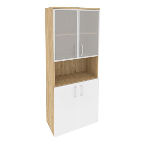 Onix Шкаф высокий широкий O.ST-1.4 R Тиквуд светлый/Белый бриллиант 800*420*1977 - Вид 1