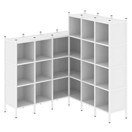 Loft Угловой внутренний стеллаж наборный VR.L-50 Белый бриллиант/Белый металл 1694*1694*1869 - Фото предпросмотра