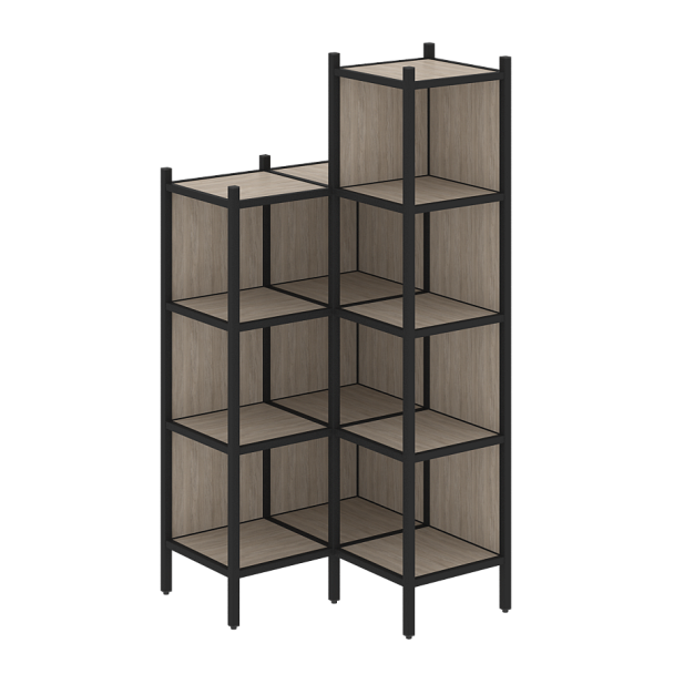 Loft Угловой внутренний стеллаж наборный VR.L-38 Дуб аттик/Чёрный металл 862*862*1869 - Вид 1