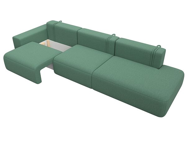 Диван прямой Лига-036 НПБ Модерн Лонг подлокотник слева Рогожка зеленый - Вид 7