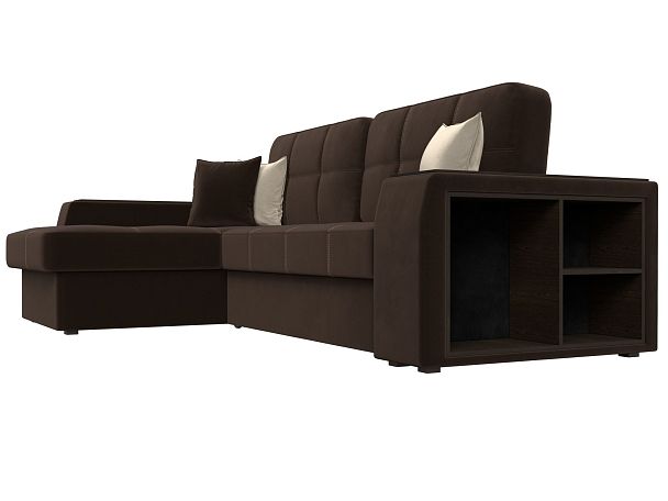 Угловой диван Брюссель левый (полностью микровельвет коричневый) - Вид 3