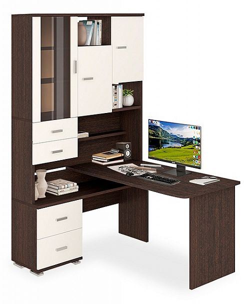 Стол компьютерный Домино СР-620/140 Белый/Венге левый - Вид 1