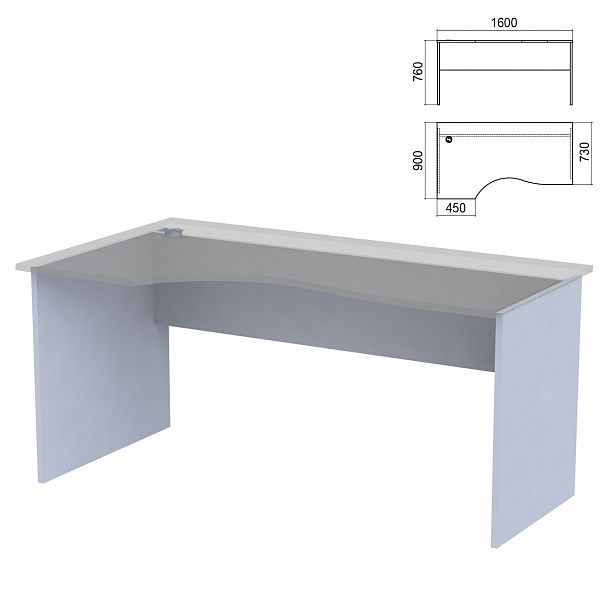 Стол эргономичный ЧАСТЬ 2 "Арго", 1600х900х760 мм, левый/правый, серый - Вид 2