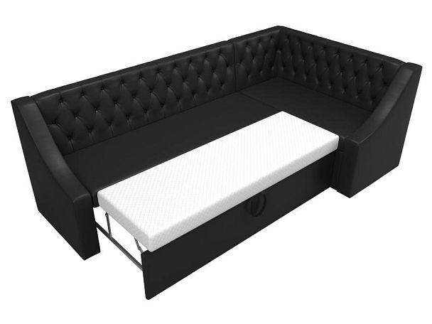 Кухонный угловой диван Мерлин правый (полностью экокожа черная) - Вид 7