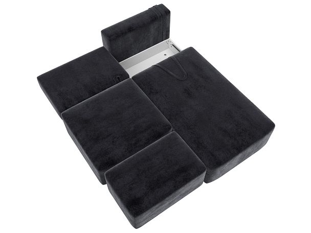 Диван угловой модульный с пуфом Лига-060 НПБ угол универсальный Велюр серый - Вид 8