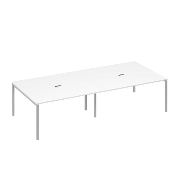 Стол для переговоров 320x144 опоры DUE A4 А4 Б2 136-2 БП белый премиум / металлокаркас серый - Вид 1