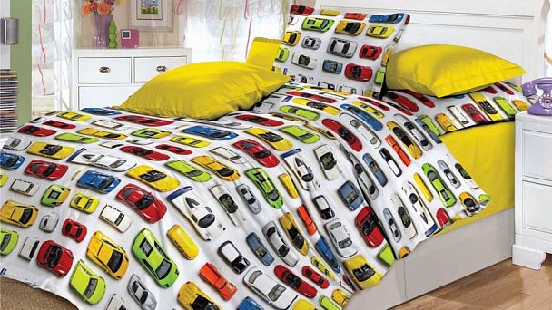 Постельное белье полутораспальное Машинки - Вид 1