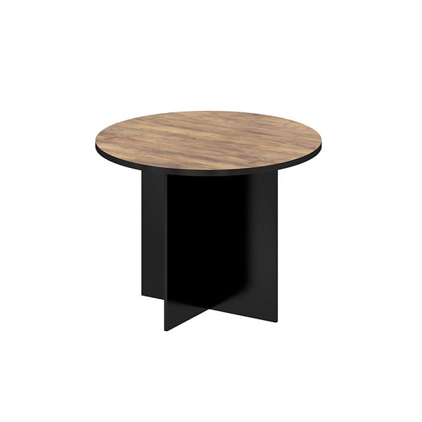 Стол переговорный, столешница 25 мм "Компьютерные столы"  ПК-ЛОГ-СТГ100Х100/25-В1-1078 таксония медовая+черный - Вид 1