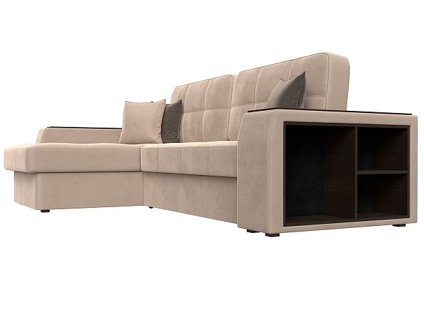 Угловой диван Брюссель левый (полностью велюр бежевый) - Вид 3