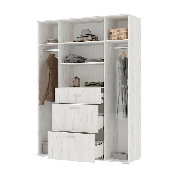 НЕЛЬСОН ШК 03 (СОЛО-3) Шкаф (1,600х2,200х0,500) дуб крафт белый/дуб крафт белый - Вид 2