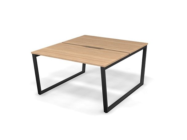 MATRIX 121S201-V Стол прямой двойной, пров. вырезной (V-опоры) 1380х1590х775 Швейц-й вяз/Темно-серый - Вид 1