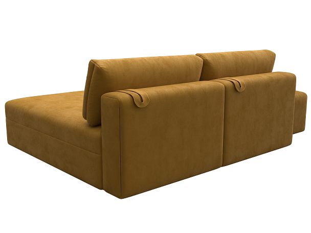 Диван угловой модульный с пуфом Лига-060 НПБ угол универсальный Велюр желтый - Вид 5