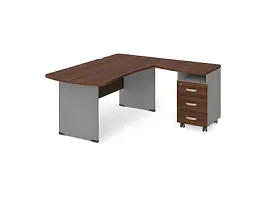 БЕРЛИН / BERLIN Угловое рабочее место правое 2200х1600х740 Орех Вармия/Серый - Фото предпросмотра