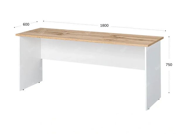 TANDEM RTD022-180-V Стол прямоугольный ун-й 1800х600х750 Вотан/Белый - Вид 2