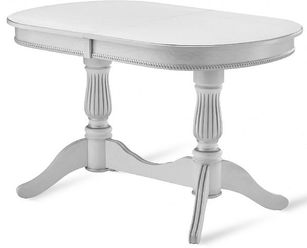 Стол деревянный раздвижной Кайнс 120(160)х80х76 Белый с серебряной патиной - Вид 3