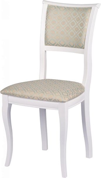 Стул деревянный с мягким сиденьем Камир Белый/Бирюзовый жаккард - Вид 1