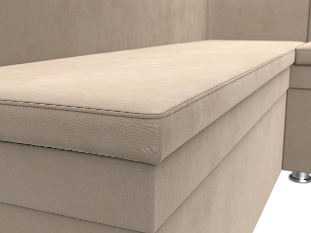 Кухонный угловой диван Уют правый (полностью велюр бежевый) - Вид 4