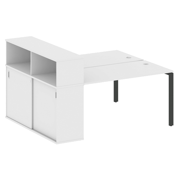 Metal System Р. ст. с шкафом-купе на П-образном м/к БП.РС-СШК-2.3 Т Белый/Антрацит металл 1810*1475*1098 - Вид 1