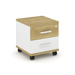 Concept Тумба мобильная 2 ящ. CN.TUM-001 W Дуб Винченцо/Белый Бриллиант/Металл Белый 420*420*448 - Фото предпросмотра