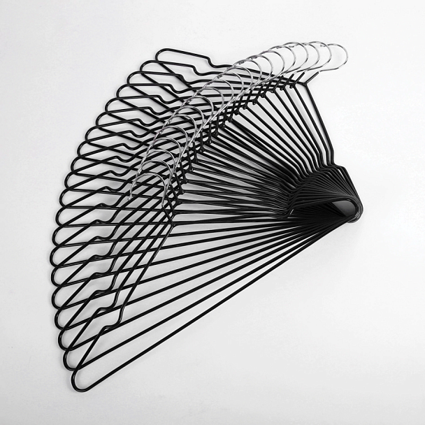 Вешалки-плечики для одежды, размер 48-50, металл, антискользящие, КОМПЛЕКТ 20 шт., черные, BRABIX PREMIUM, 608468 - Вид 6