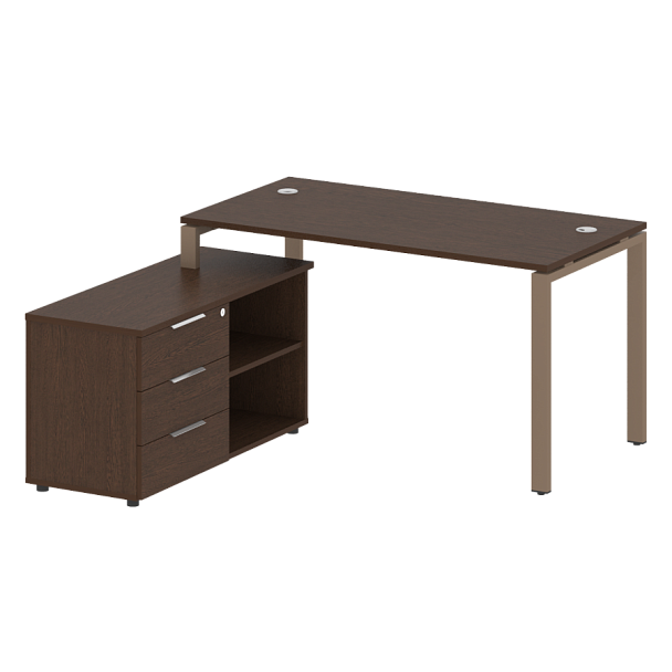 Metal System Р. ст. с тумбой на П-образном м/к БП.РС-СТС-2.3 (L) Венге/Мокко металл 1500*1520*750 - Вид 1