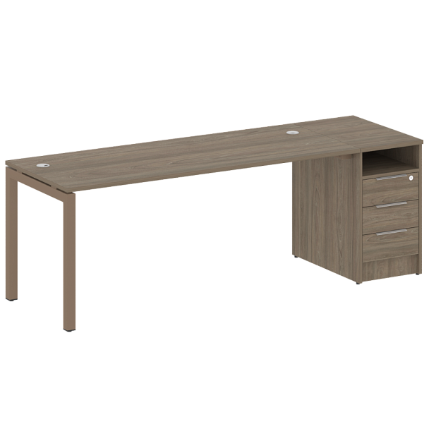 Metal System Quattro Р. ст. с тумбой на П-образном м/к 50БП.РС-СТП-1.5 Вяз/Мокко металл 2212*720*750 - Вид 1