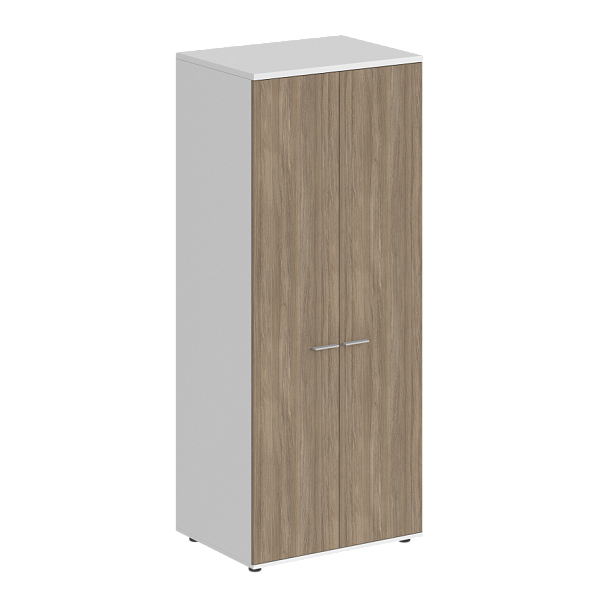 Гардероб Sigma 800х600х1955, з.ст HDF / корпус: белый; фасады: дуб темный - Вид 1