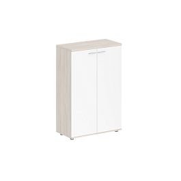 Шкаф средний 800х400х1200, 2-х дв., з.ст HDF / корпус: дуб светлый; фасады: белый Сигма / Sigma - Фото предпросмотра