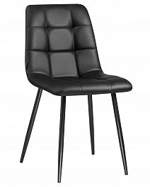 Стул обеденный DOBRIN ALEX (черные матовые ножки, чёрная экокожа (P-01)) - Фото предпросмотра