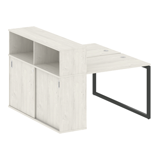 Metal System Quattro Р. ст. с шкафом-купе на О-образном м/к 40БО.РС-СШК-2.1 Т Дуб наварра/Антрацит металл 1410*1475*1098 - Вид 1