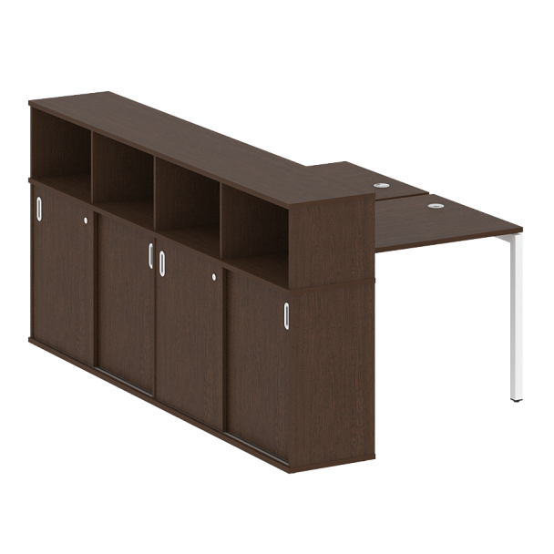 Metal System Quattro Р. ст. с шкафом-купе на П-образном м/к 40БП.РС-СШК-4.1 Т Венге/Белый металл 1410*2332*1098 - Вид 1