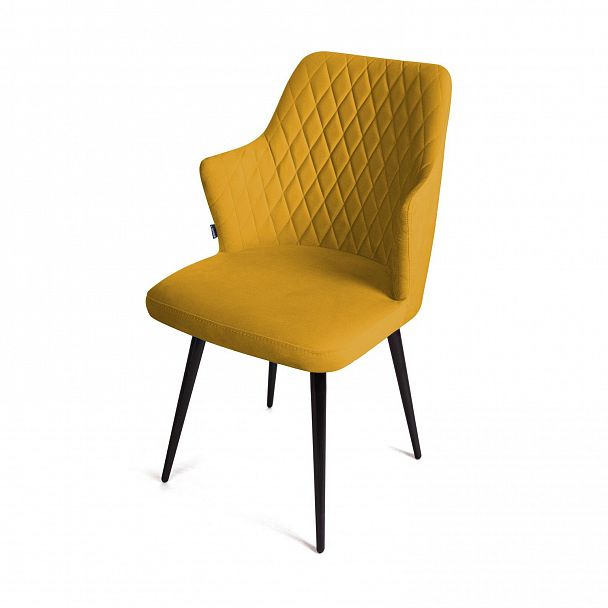 Стул поворотный на 90 градусов, функция возврата, антишум Hunt ромб, велюр желтый maxx 560 / чёрный конус - Вид 2