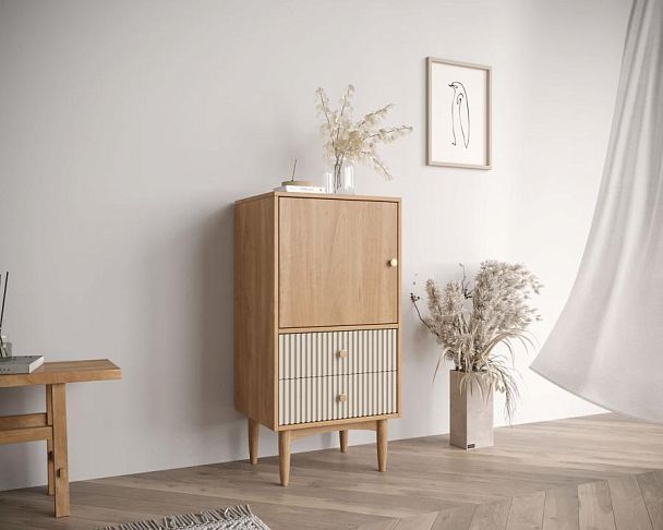 Высокая тумба Bubble Solid с двумя ящиками арт BBL11S, цвет - орех - Вид 4