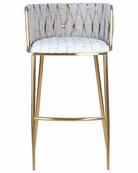 Стул барный DOBRIN EMMA GOLD (белый PU (T-01), белая ткань (F-49)) - Вид 6