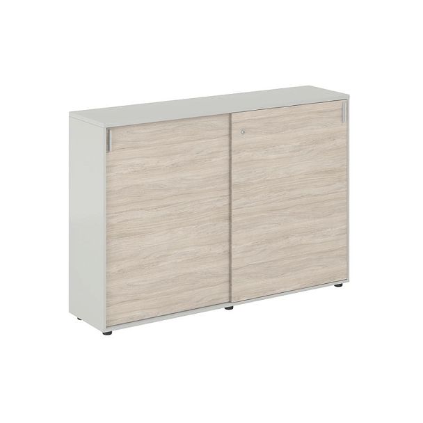 Шкаф купе 1638х400х1125 средний, с замком / корпус цвет: серый бархат, фасады: дуб светлый Сигма / Sigma - Вид 1