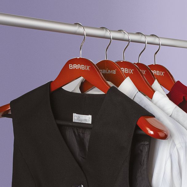 Вешалка-плечики, размер 48-50, деревянная, анатомическая, перекладина, цвет вишня, BRABIX "Люкс", 601164 - Вид 6