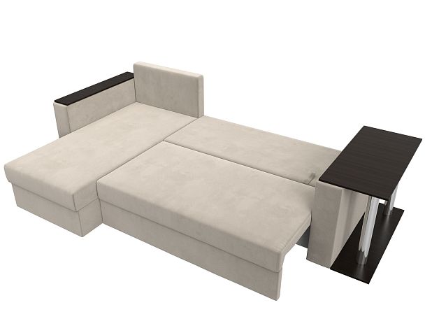 Угловой диван Атланта Лайт левый (полностью микровельвет бежевый) - Вид 8