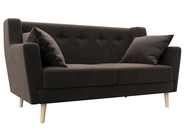 Прямой диван Брайтон 2 (полностью велюр коричневый) - Вид 1