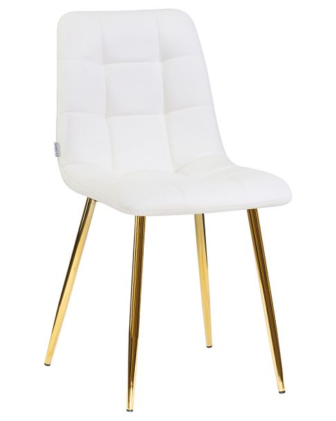 Стул обеденный DOBRIN ALEX (золотые ножки, белая экокожа (P-02)) - Вид 1
