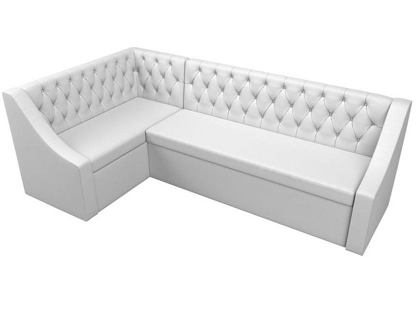 Кухонный угловой диван Мерлин левый (полностью экокожа белая) - Вид 5