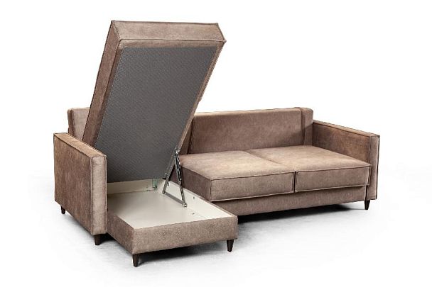 Keln диван-кровать с шезлонгом, велюр бежевый - Вид 7