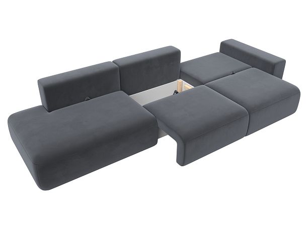 Диван прямой Лига-036 Модерн Лонг подлокотник справа Велюр серый - Вид 8